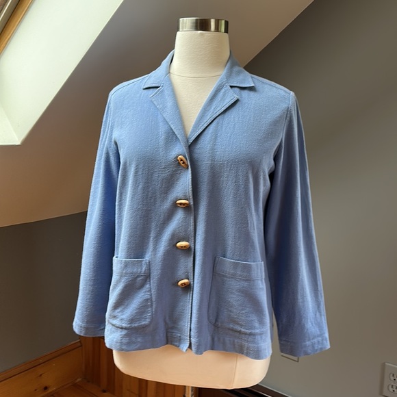 Faded Periwinkle Cotton Shacket — As Is - Picture 5 of 15